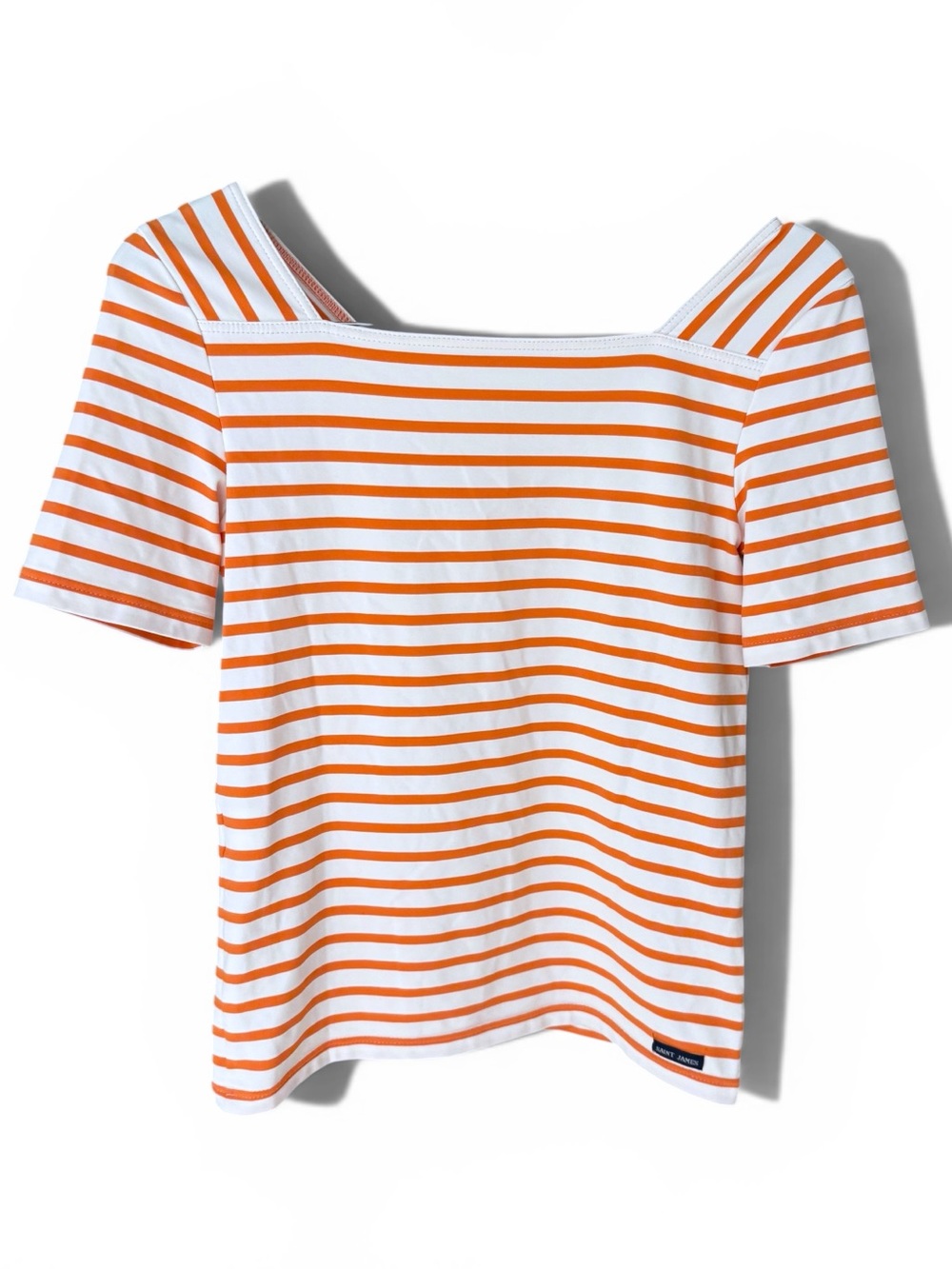 Saint James Orange and White Striped Boatneck Top Size 6